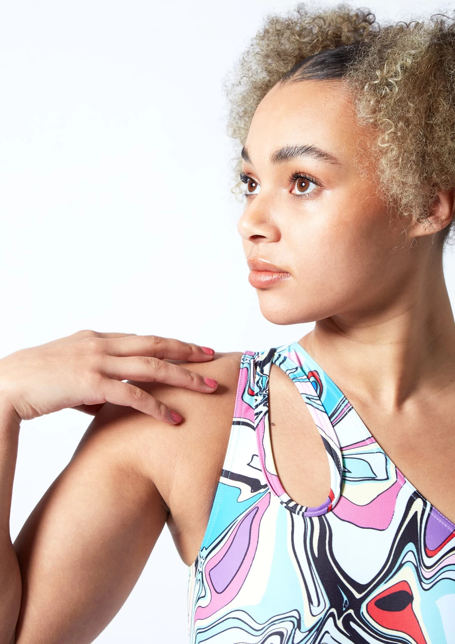 Move Dance Nova Asymmetric Cut Out Leotard Bodysuit - Marble 5 Move Dance Nova Asymmetric Cut Out Leotard Bodysuit - Marble - Image 3