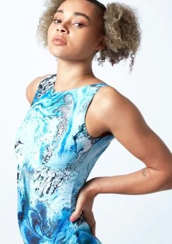 Move Dance Celeste Low Back Leotard Bodysuit - Pacific -Dance Clothing Store mol0911 pac close up front 1 79361.1678884349