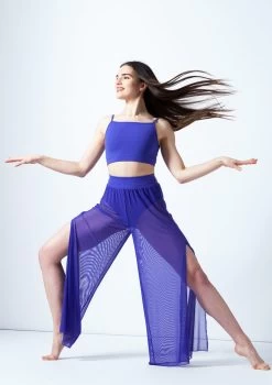 Move Dance Ruby Mesh Wide Leg Dance Trousers 13 Move Dance Ruby Mesh Wide Leg Dance Trousers -Dance Clothing Store mop0201 saph front 1 84236.1678884507
