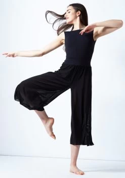Move Dance Elsie Mesh High Waisted Crop Dance Trousers -Dance Clothing Store mop0203 blk front 1 52451.1678884511