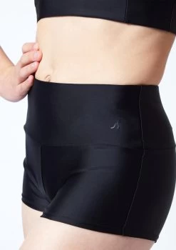Move Dance Teen Carina High Waisted Dance Shorts -Dance Clothing Store mor5811 blk close up front 1 98289.1678884781