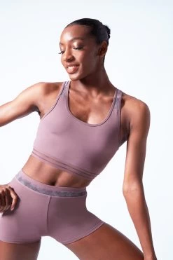 Move Dance Sovanna Crop Top -Dance Clothing Store mos0601 orchid pink close up front 51004.1683070432