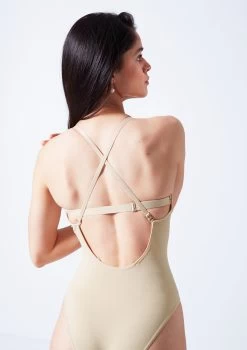 Move Dance Serena Seamless Bodysuit -Dance Clothing Store moz0510 sand close up back 1edit 59637.1690413293