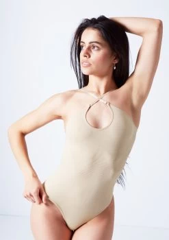 Move Dance Serena Seamless Bodysuit -Dance Clothing Store moz0510 sand close up front 2edit 09701.1690413313
