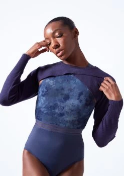 Move Dance Sidra Crossover Shrug -Dance Clothing Store moz0737 blue marl close up front 47860.1683070492