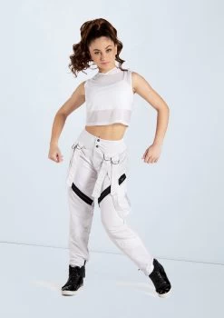 Weissman Sleeveless Cropped Mesh Hoodie -Dance Clothing Store wn14540 white 68 51055.1694563057