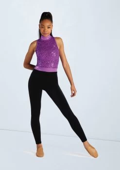 Weissman Sequin Mock Neck Unitard -Dance Clothing Store wn15251 electric purple 35 59408.1698823683