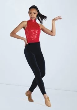 Weissman Sequin Mock Neck Unitard -Dance Clothing Store wn15251 red 35 54647.1694473996