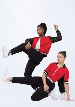 Weissman Striped Trim Varsity Jacket -Dance Clothing Store wn15534 red 17 17680.1694696025