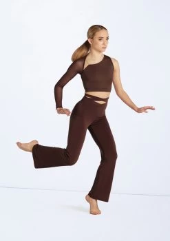 Weissman Strappy Waist Flare Pants -Dance Clothing Store wn15599 chocolate 22 69598.1694698450