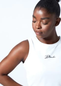 Bloch Tonal Crop Tank Top 14 Bloch Tonal Crop Tank Top -Dance Clothing Store zlw5111 white close up front 1 72796.1678926342